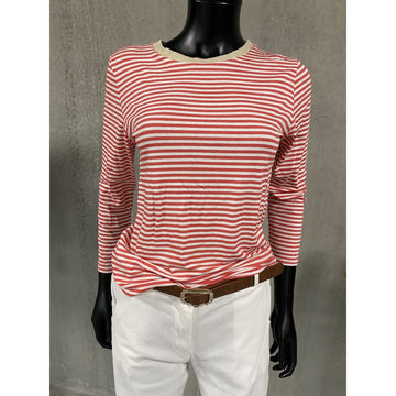 flot coral/hvid stribet basic bluse fra vanting.