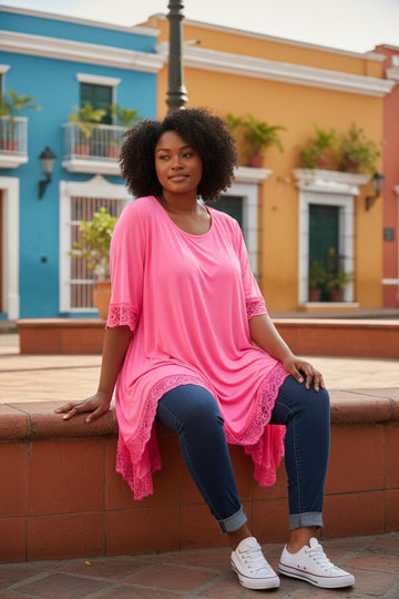 flotte blonde tunika i 5 neon farver fra little italy.