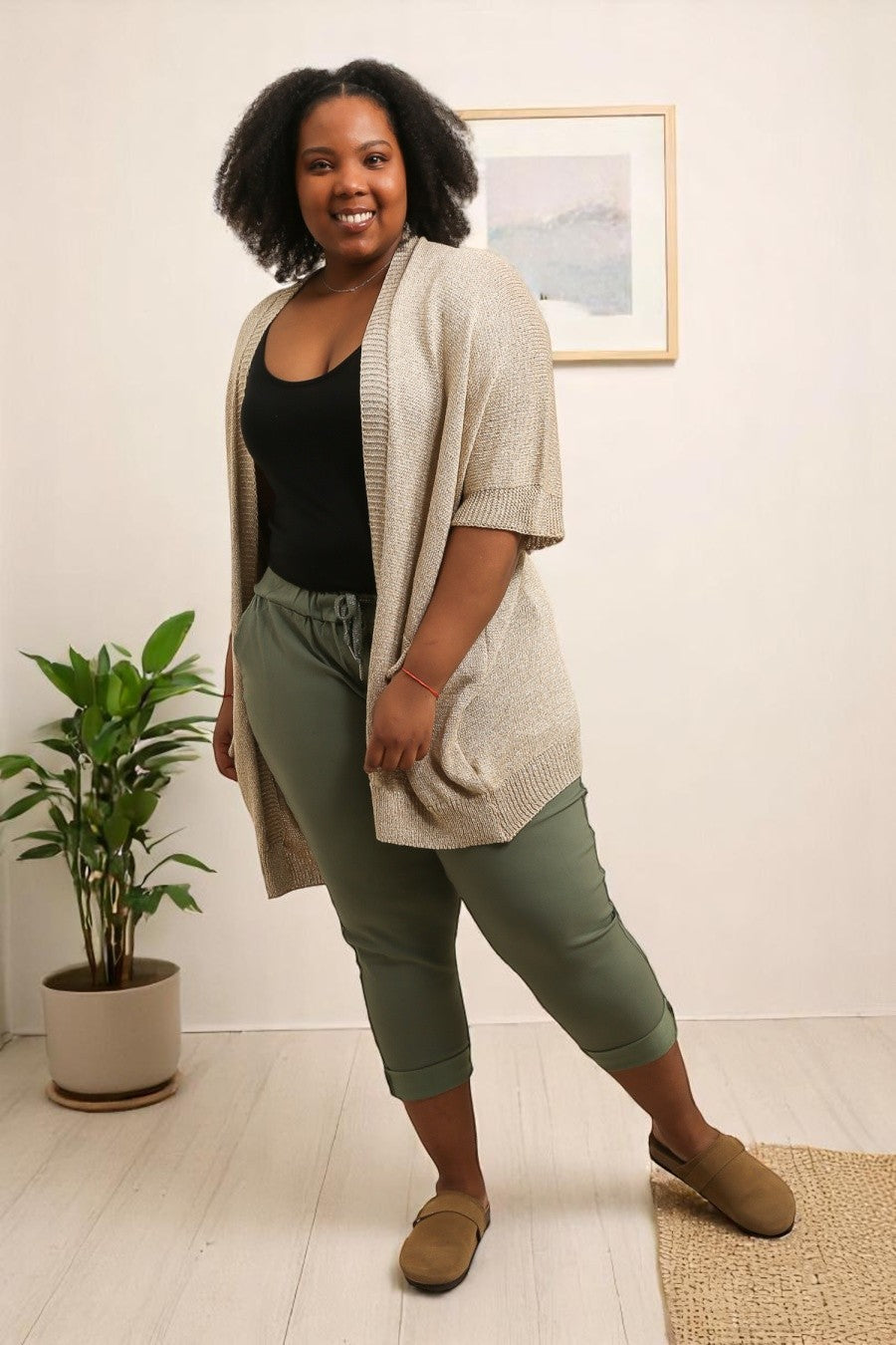 flot gylden cardigan /vest fra little italy.