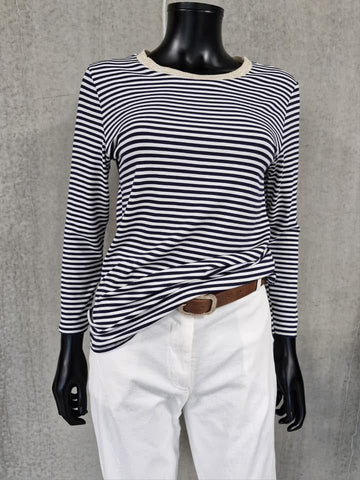 flotte navy/hvid stribet basic bluse fra vanting