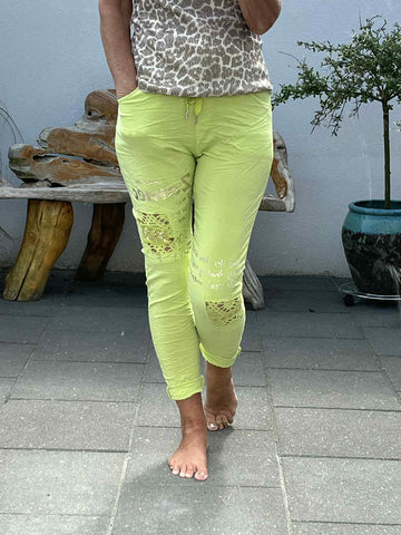 flotte lime strechy bukser str 36/40 fra little italy
