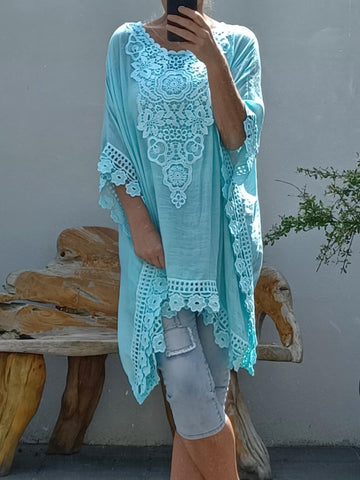 flot mint blonde poncho fra little italy
