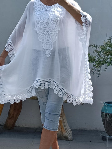 flot hvid blonde poncho fra little italy