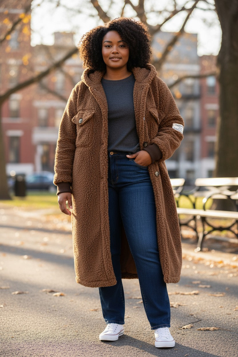 teddybear frakke i camel  fra little italy