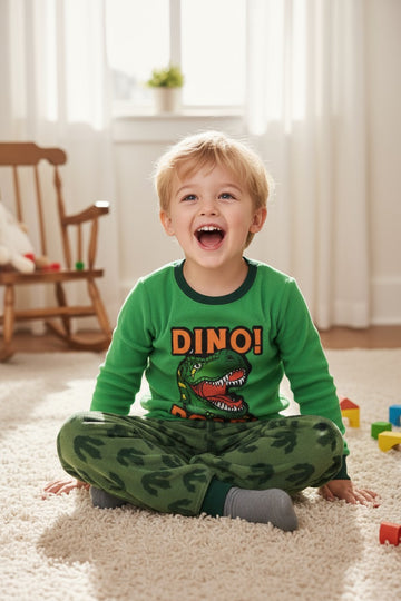 fleec homewear sæt med dinosaur