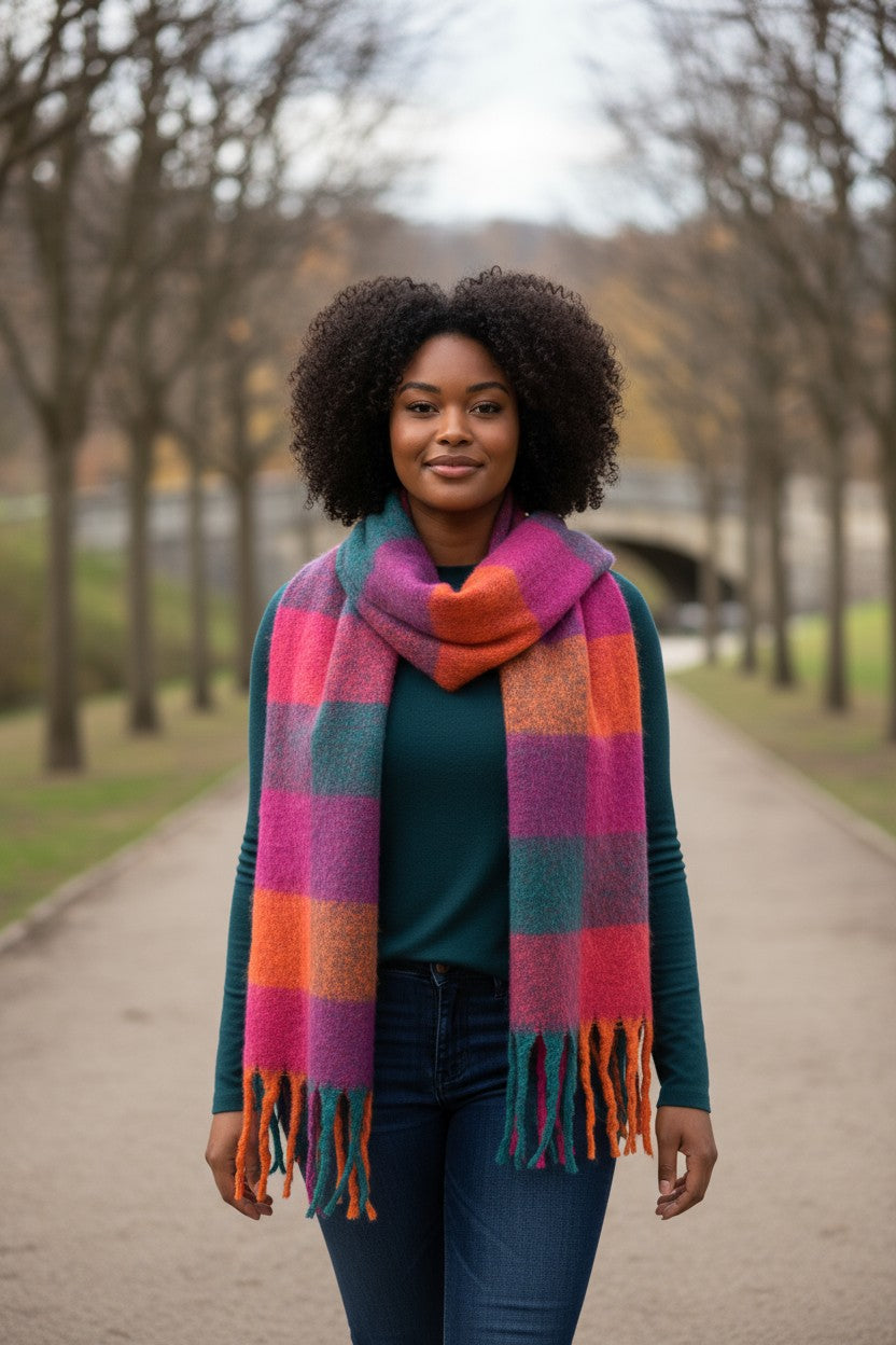 lækker blødt pink/orange tørklæde