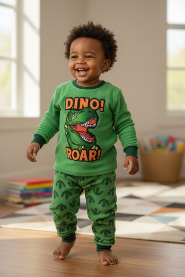 fleec homewear sæt med dinosaur