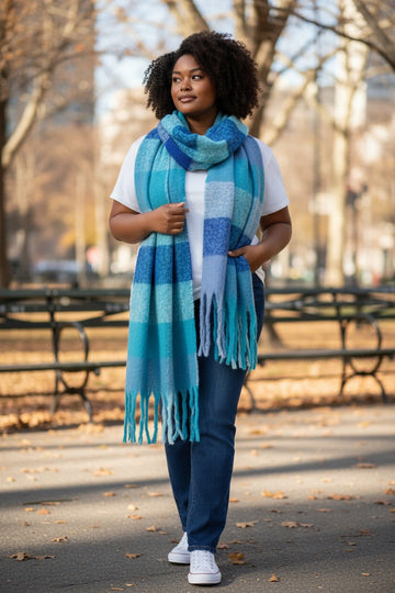 lækker blødt turkis/blå tørklæde