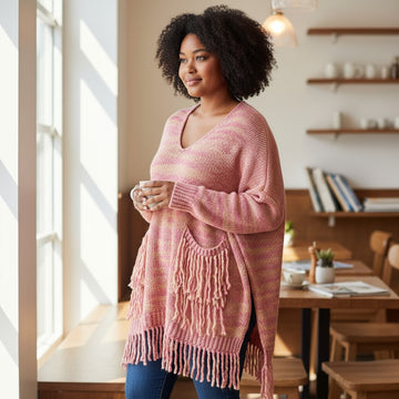 super flot strik trøje i pinkrosa farver.