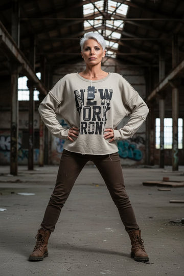 lækker sandfarvet sweatshirt med print