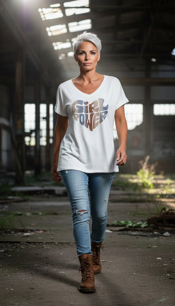 flot hvid efterårs t-shirt med flot print
