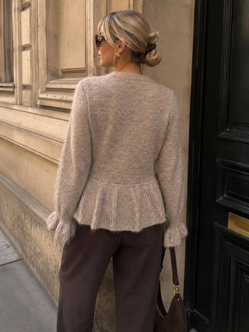 flot camel strik cardigan