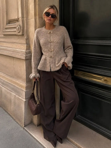 flot camel strik cardigan