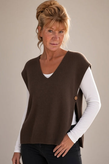 mega blød choko strik vest.