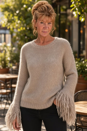 lækker blød camel strik trøje