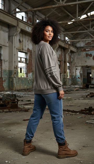 flot camel farvet sweatshirt