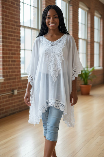 flot hvid blonde poncho fra little italy