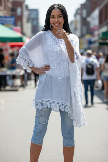 flot hvid blonde poncho fra little italy