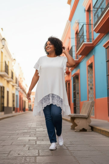 flot hvid blonde tunika fra little italy