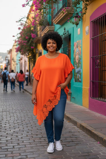 flot orange blonde tunika fra little italy.