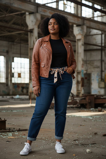 flotte mom fit jeans fra g-smack med bælte